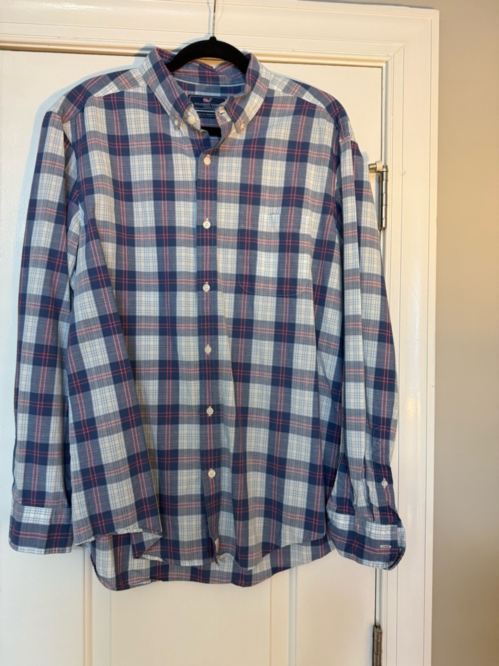 Vineyard Vines Men’s Plaid Button-Down Shirt - Blue, White & Pink